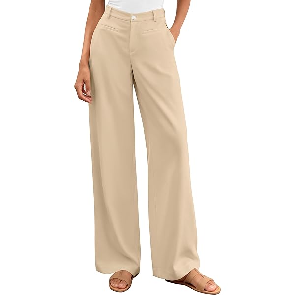 Petite Dress Pants for Women Baggy Wide Leg Palazzo Pants Business Casual  Elastic Waist Work Pant with Pockets Soft Dressy Slacks Pull On Comfy Work  Pants 2025 Office Clothes 90s Outfits Streetwear