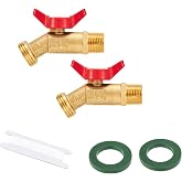 Outdoor Garden Hose Faucet Ball Valve Hose Bibb Shut Off Valve 1/2" Male NPT x 3/4" Male GHT Threaded Spigot 1/4 Turn Shut Off Hose Bib with Handle 2pcs (1/2" Male NPT)