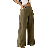WDIRARA Women's Straight Leg Dressy Pants Loose Office Work Trousers with Pockets