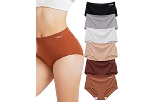 Tichati Womens Underwear Seamless Full Coverage Breathable Briefs No Show Silky Stretch High Waisted Ladies Panties 6 Pack