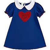 KtwHarnu Little Kids Toddler Baby Girl Valentines Day Dress Heart Short Sleeve Peter Pan Dress Valentines Princess Dresses