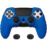 PlayVital Guardian Edition Anti-Slip Ergonomic Silicone Cover Case for ps5 Edge Controller, Soft Rubber Protector Skin for ps5 Edge Wireless Controller with Thumb Grip Caps - Blue