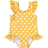 Tiny Cutey Toddler Girl Swimsuit Ruffled Stripe Sleeveless Swimwear One-Piece Baby Girl Bathing Suits