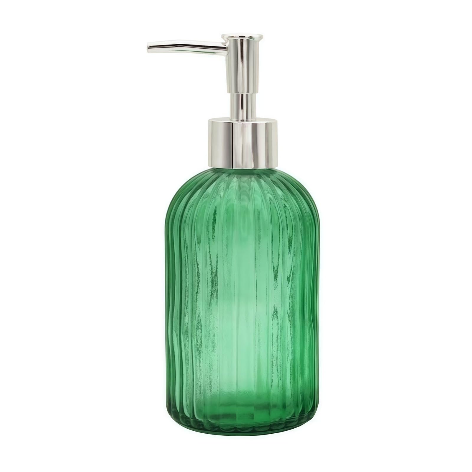 Glass Soap Dispenser Bathroom Countertop Shampoo and Conditioner Dispenser Washing Up Liquid Hand Soap Pump Bottle Dispenser Kitchen(1, Green)