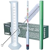 Alcohol Hydrometer and Test Jar for Wine, Beer, Mead and Kombucha - Combo Kit of Triple-Scale Hydrometer, 250ml Plastic Cylin
