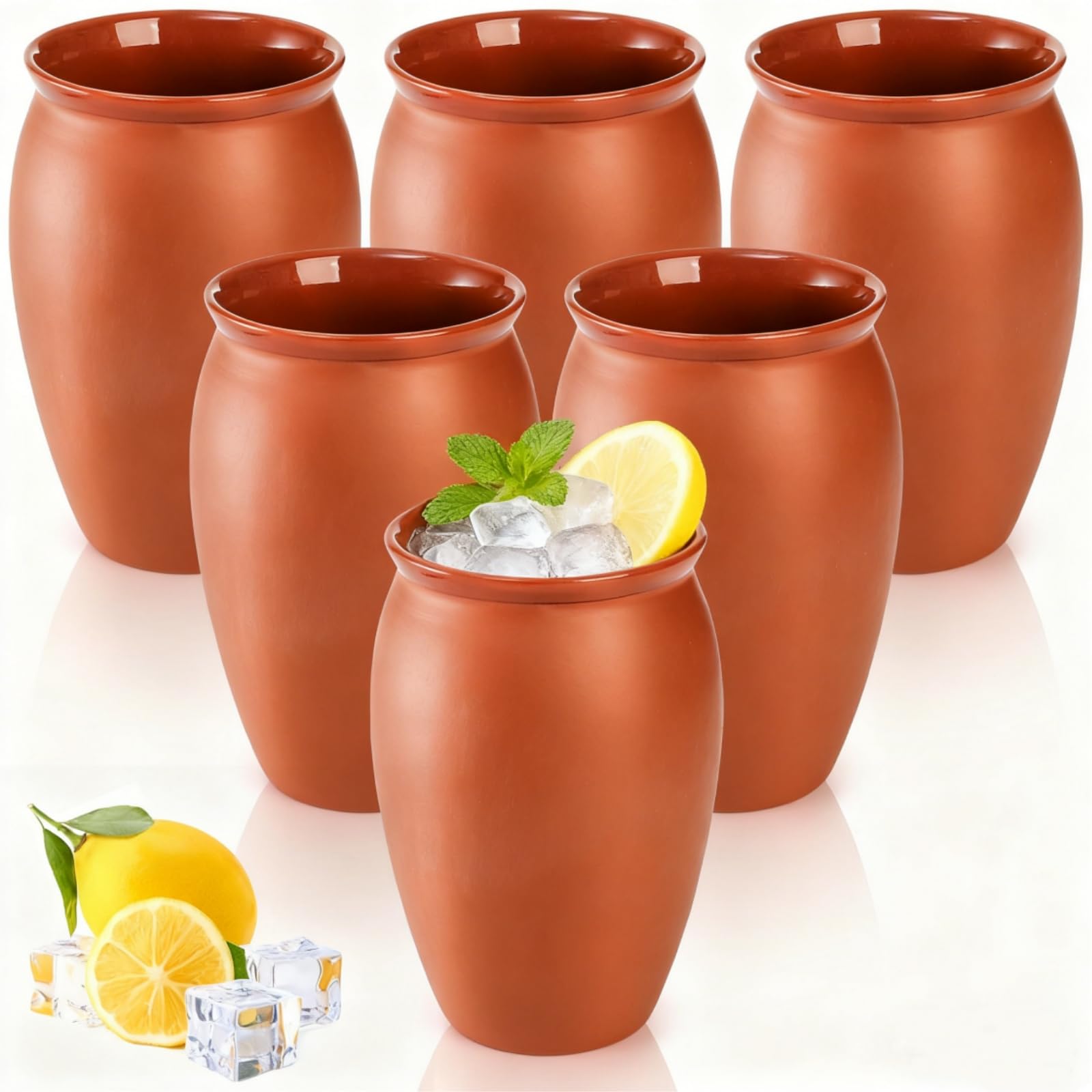 Photo 1 of ***DAMAGED - SEE NOTES/PICTURES*** Covzoe 6 Pack Clay Drinking Cups, 12 Oz Mexicanos Cantaritos Shooters Pottery Cocktail Glass Patron Bottles for Tequila, Margaritas, Mojitos, Taco Tuesday Cocktail Cups