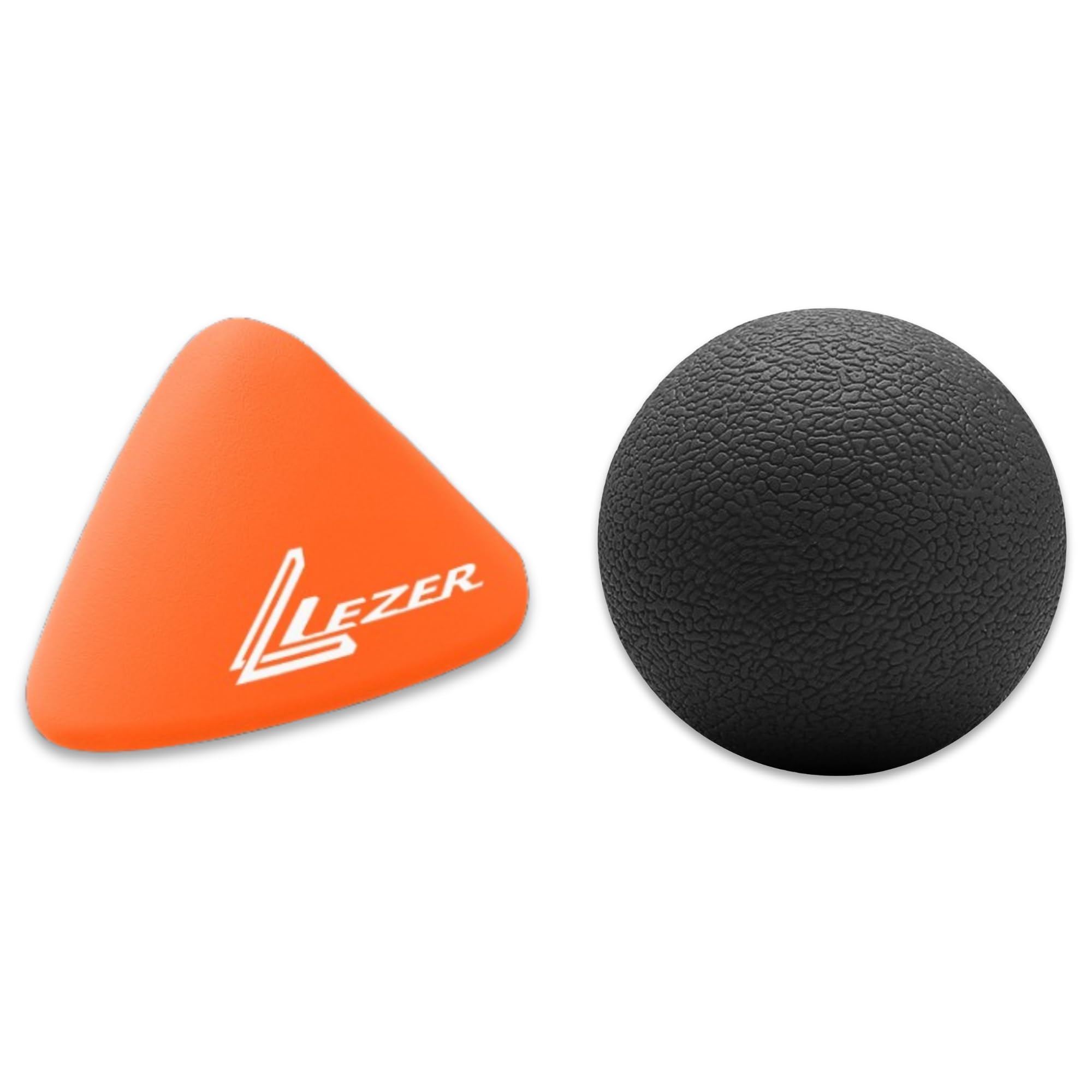 LEZER, Trigger Massage Point, Manual Massage Ball, Muscle Knots Relief Tool, Myofascial Release, Physical Therapy, Plantar Fasciitis, Set of 2 (Orange Trigger and Black Ball)