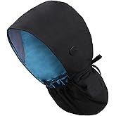 diffetape Satin Lined Scrub Cap, Scrub Hat Ponytail Women, Surgical Cap with Buttons & Sweatband, Cotton, Silk Lined