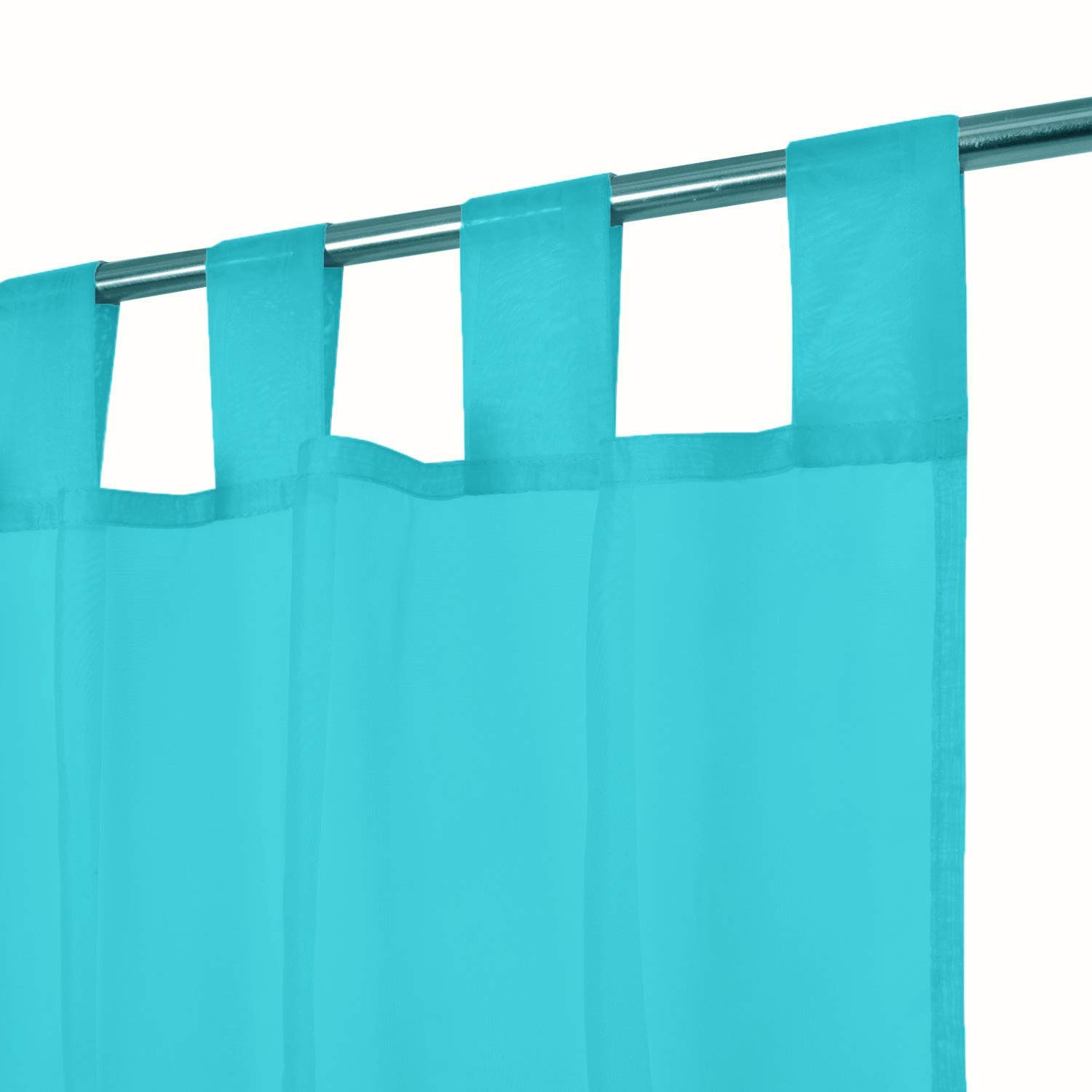 Megachest lucy Woven Voile Tab Top Curtain 2 Panels with ties (28 colors) (teal blue, 56" wideX81 drop(W142cmXH206cm))