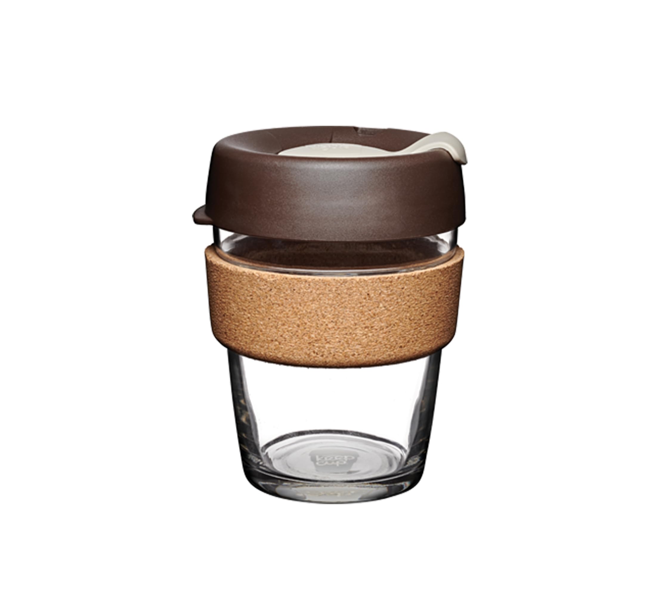 KeepCup Reusable Coffee Cup - Brew Tempered Glass and Natural Cork, M 12oz/340ml - Almond