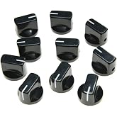 KAISH 10pcs Guitar AMP Effect Pedal Knobs Pointer Knob with Set Screw Black