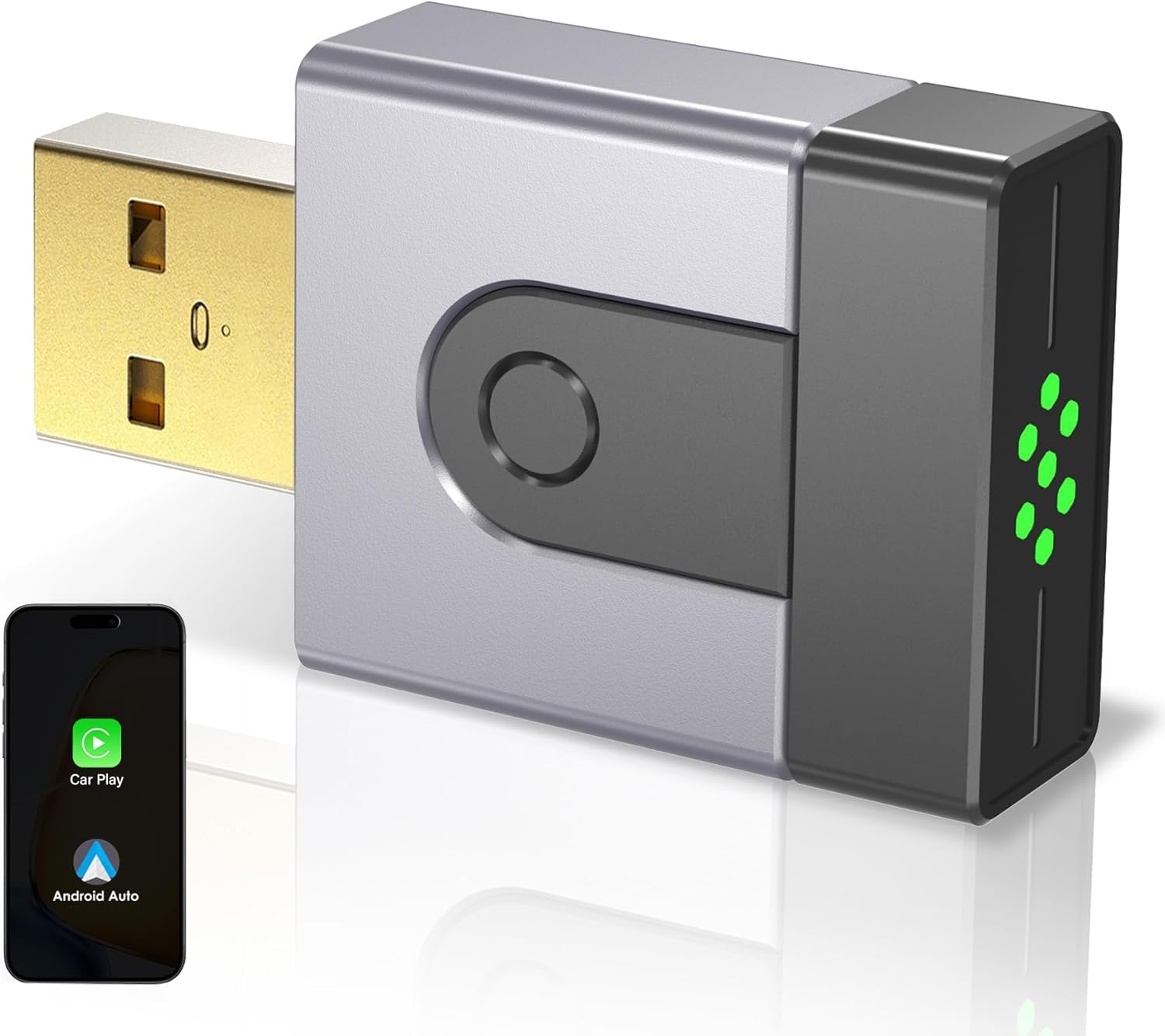 Photo 1 of 2-in-1 Mini Wireless CarPlay Adapter for Apple CarPlay & Android Auto,Upgrade Wired to Wireless, Fast Auto-Connect, Plug & Play (iOS 10+, Android 10+, 2016+ Cars)