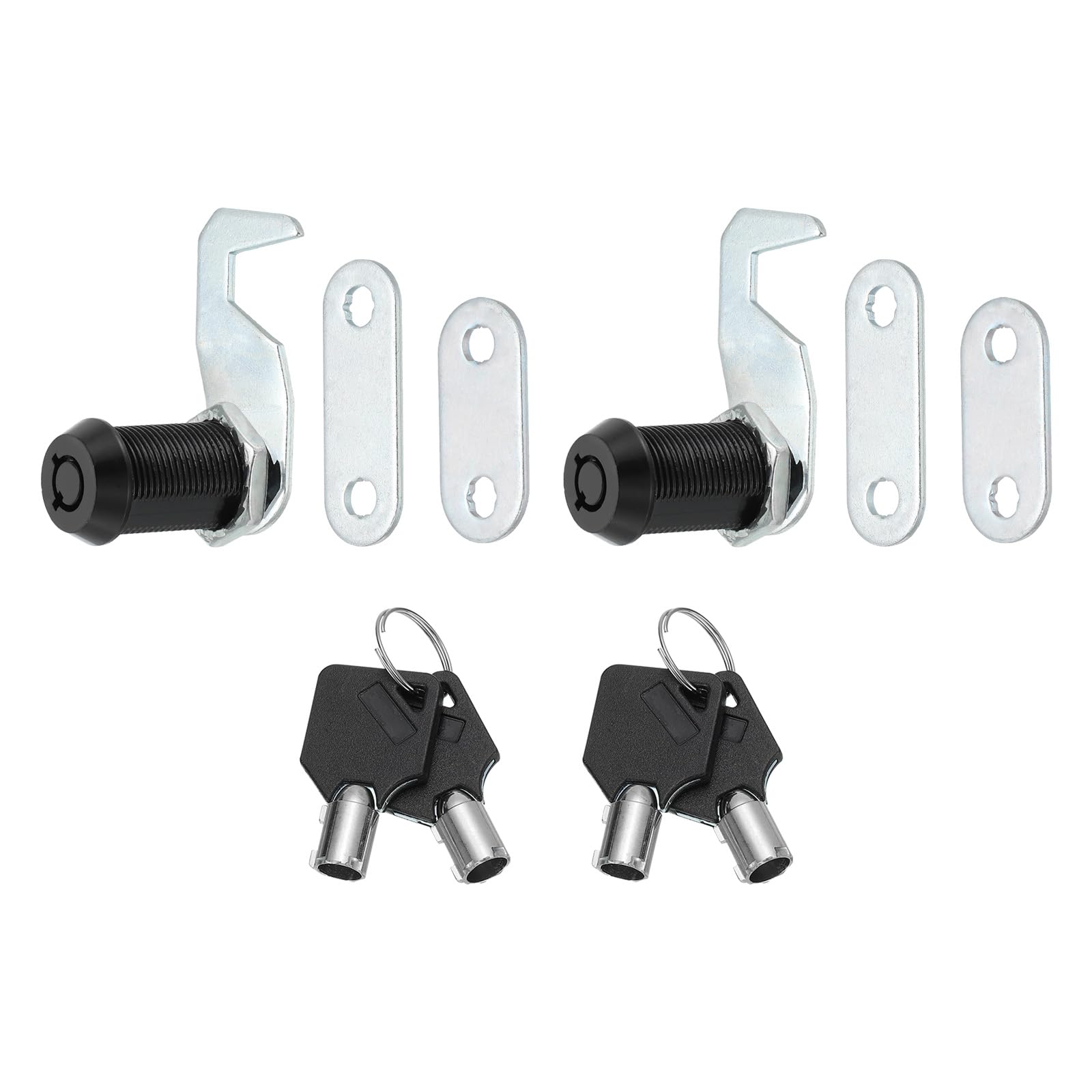 PATIKIL Black Finish Cam Lock 1-1/8 Inch, 2 Pack Cylinder Cabinet Locks Keyed Alike Zinc Alloy Secure Lock Replacement Set for Tool Box Cabinet Files Drawers Rv Storage Lock