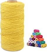 jijAcraft 3MM Yellow Macrame Cord 100M Cotton String DIY Craft Wall Hanging