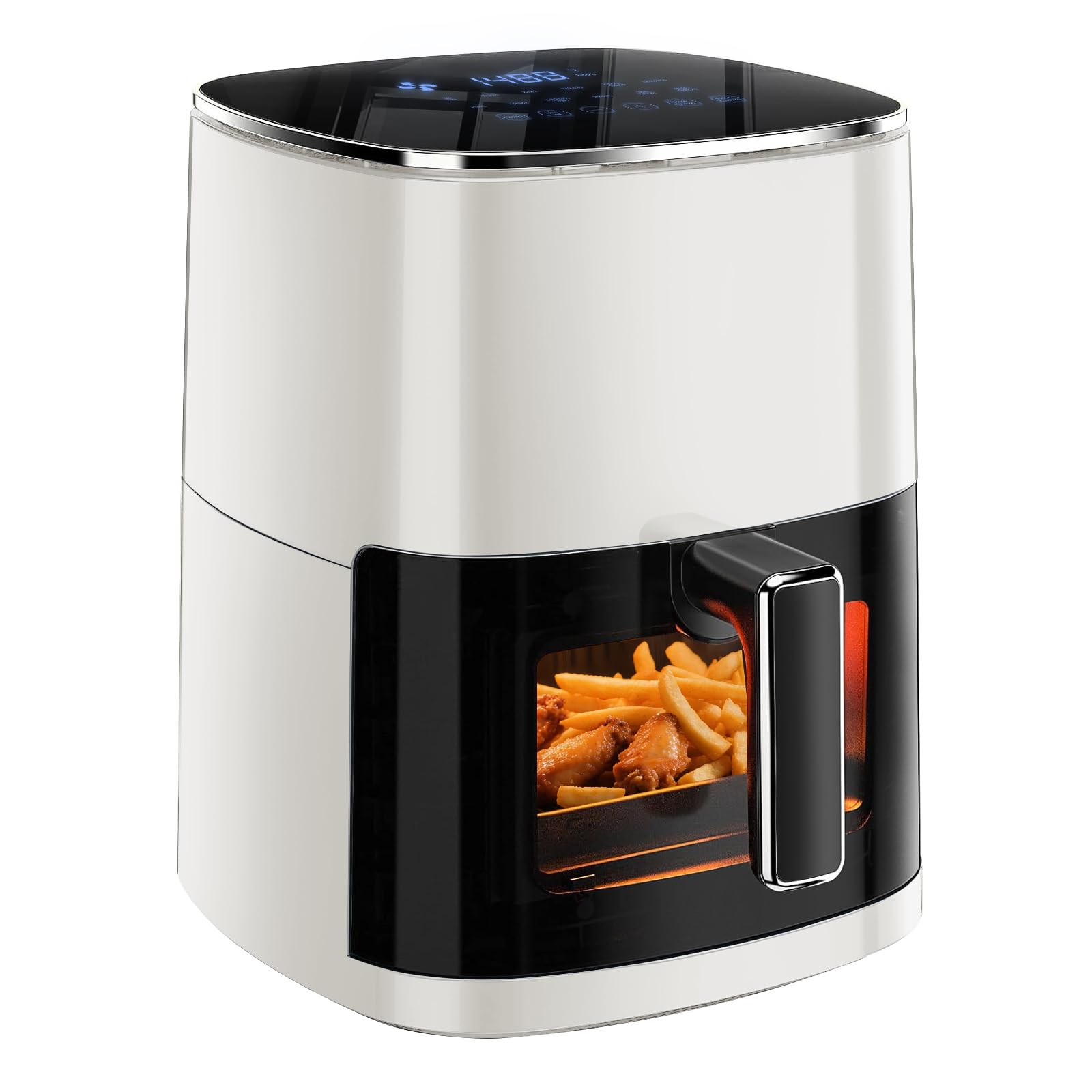 Simple Deluxe 12-in-1 Air Fryer 6.34 Qt, Digital Preset Airfryer with Visible Window, Nonstick and Dishwasher-Safe Basket, Air Fry, Roast, Bake, Dehydrate, Fries, 1700W, Beige Image