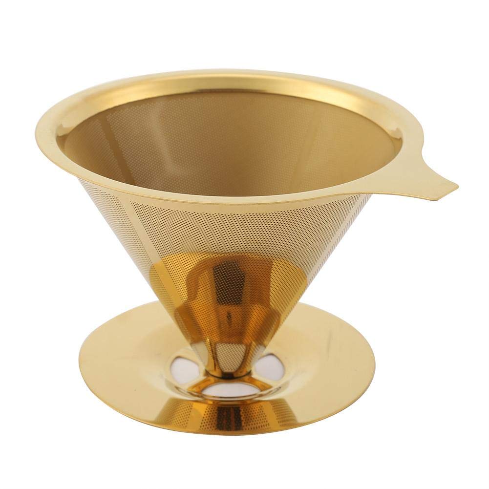Coffee Filter, Portable Stainless Steel Titanium Gold Pour Over Coffee Dripper Filter with Cup Stand and Handle Coffee Dripper for Home, Office, Travel Camping