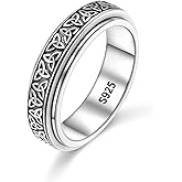 JZMSJF S925 Sterling Silver Spinner Fidget Ring Relief Boredom ADHD Autism Jewelry Gifts for Women Men