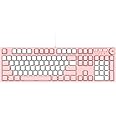 AK515 Wired Mechanical Gaming Keyboard – Blue Switches - PBT Keycaps – Pink-White Matching – White Backlit - Magnetic Suction Panel - Multimedia Keys Roller – for Windows Computer Office Gaming PC
