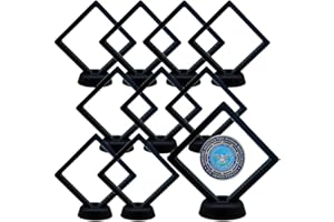 Enenes 10 PCS 3D Floating Coin Display Case with Stands, 2.75X2.75 Inch Suspension Frame for Military Medals, Jewelry, Medallions Specimens Premium Shadow Box Collection (Black)