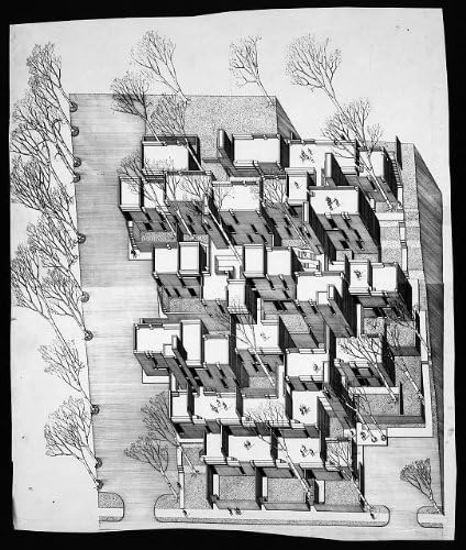 Photographs - Infinite Photographs Photo: Married Students Housing, Yale University, New Haven, CT, Isometric Rendering, 1960 Size: 8