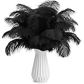 Lamar 20 Pcs Black Ostrich Feathers 8-10 in | For wedding centerpieces, DIY crafts, Mother's Day, carnival, party decor, floral arrangements
