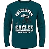 NFL Kids Youth 8-20 Officially Licensed Distressed Team Helmet Logo Long Sleeve T-Shirt