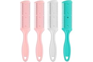 Glamlily Hair Thinning Razor Comb Set - Split End Trimmer - Effortless Thinning Comb - Pack of 4-7.1 x 1.2 in - Assorted Colors