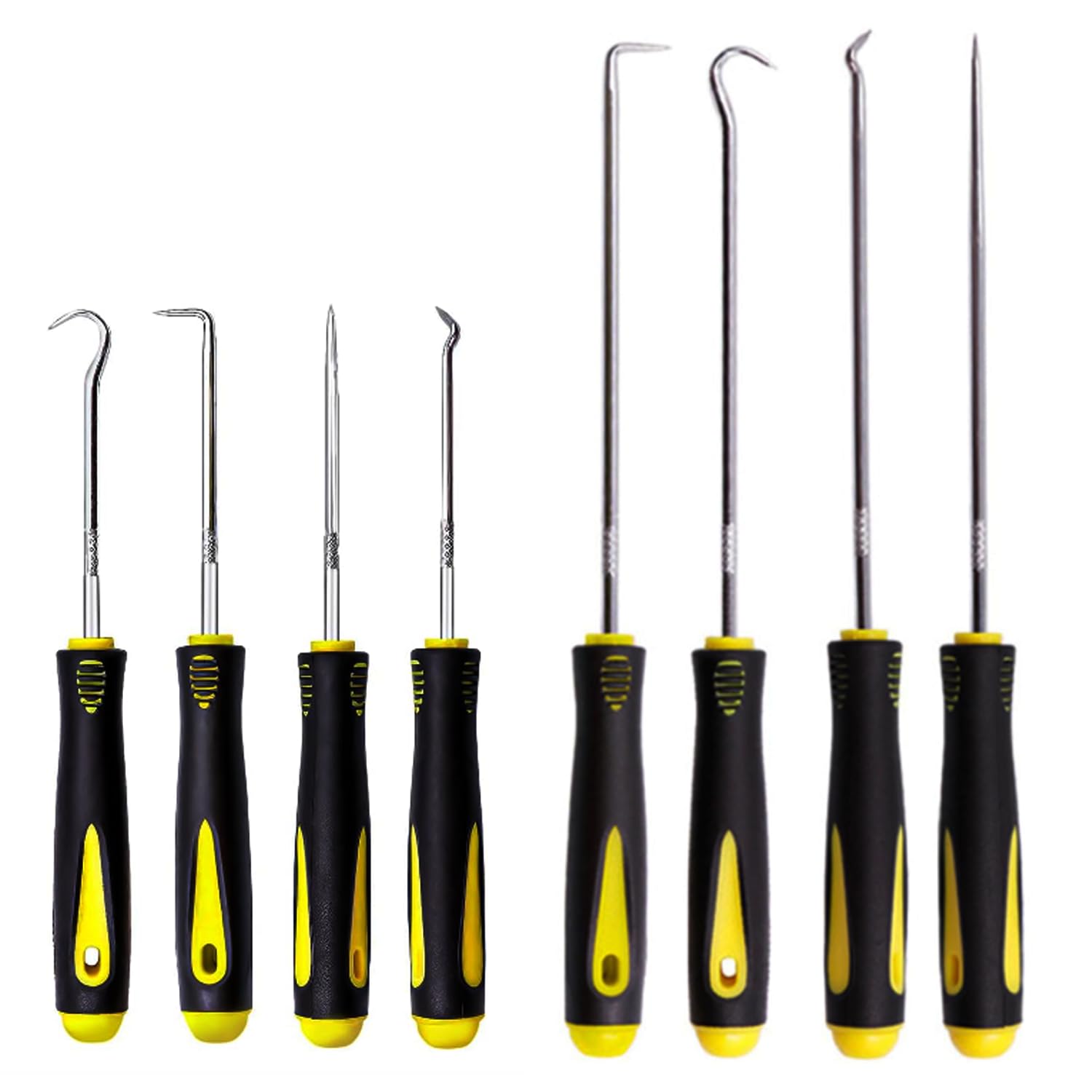 Amazleer 8Pcs Precision Pick and Hook Set, Pick Set, Tool Hooks Removal for Oil Seals, O-Rings, Gaskets Ideal for Mechanics, Automotive Work, and Wire Separation (4Pcs Long 4Pcs Short)