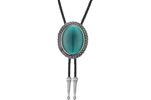 Bolatilt Bolo Tie for Men Women Cowboy Turquoise Celtic Natural Tiger Eye Stone Longhorn Bull Western Leather Bolo Necktie