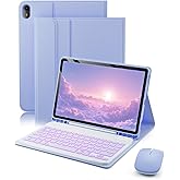 TUNKARMOR for iPad A16 11th / 10th Generation Case with Backlit Keyboard - 7 Color Change for iPad 10th Gen 2022 & 11th Gen 2025 A16 10.9/11 inch Cover - Built-in Pencil Holder with Mouse - Purple