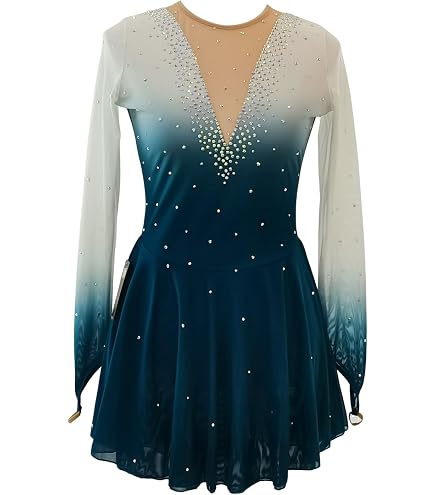 Robe De Patinage Artistique à Franges - Pour Femmes Et Filles - Matière Stretch Strass - Sur Mesure Pour Compétition Et Spectacle