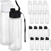 FUPMILPHRANX 16 Pack Plastic Water Bottles Bulk with Handle Strap, 17oz Sports Water Bottles Reusable Drinking Cups Lightweight Leakproof Flip Top Bottle for Adults Gym Fitness Sports (White & Black)