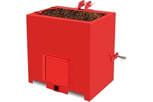 OUKIDR 3 Point Ballast Box, 800lbs Capacity Heavy Duty Steel Tractor Ballast Box with 2" Hitch Receiver for Category 1 Tractor Attachment, Red