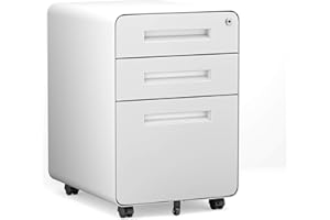 MIIIKO Mobile Filing Cabinet 3 Drawers, White Rolling Small File Cabinet with Keys Under Desk, Full Assembled Except Wheels