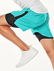 TSLA Men's 2 in 1 Active Running Shorts, Quick Dry