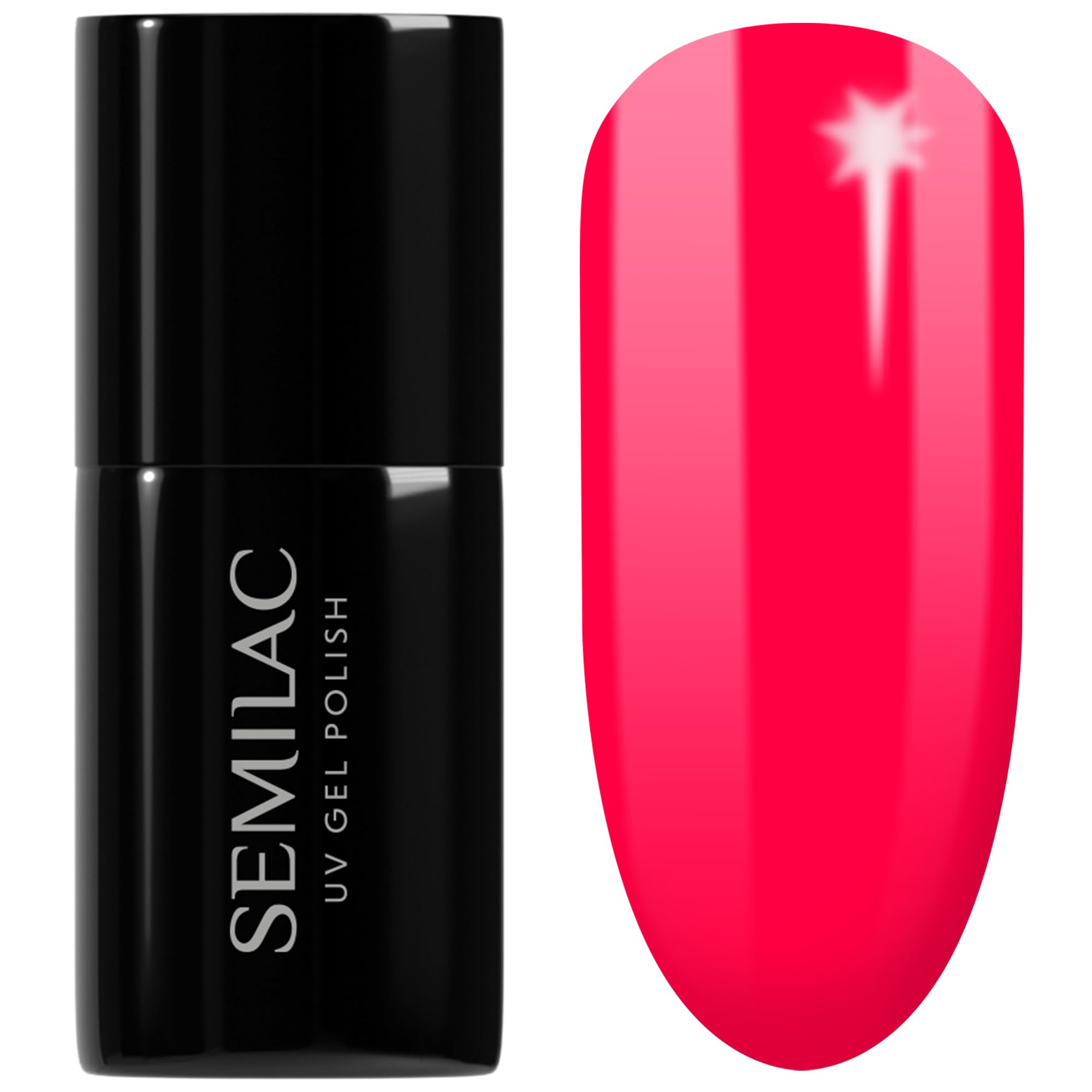 SEMILAC Gel Nail Polish 568 Neon Ruby - Full Coverage Gel Polish - Soak Off Easy To Use LED/UV Nail Lamp - Long Lasting Manicure and Pedicure up to 3 weeks