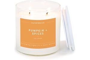 Calyan Wax Co. 2 Wick Candle, Pumpkin + Spices Scented Candle, 37 Hour Burn Time, Aromatherapy Soy Candles, Non Toxic & Vegan Soy Wax, Glass Tumbler Scented Candles, 12.5oz