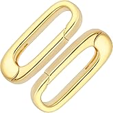 YALOJE 2pcs Oval Necklace Carabiner Clasps, 18K Gold Filled Jewelry Clasps Closures, Spring Pendant Bracelet Connector Necklace Shorter Enhancer for Women DIY Crafts, Jewelry Making (6.7 x 17.9 mm)