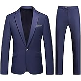 Mens Suits 2 Piece Slim Fit Casual One Button Solid Suits for Mens Business Wedding Party Jacket Blazer & Pants Set