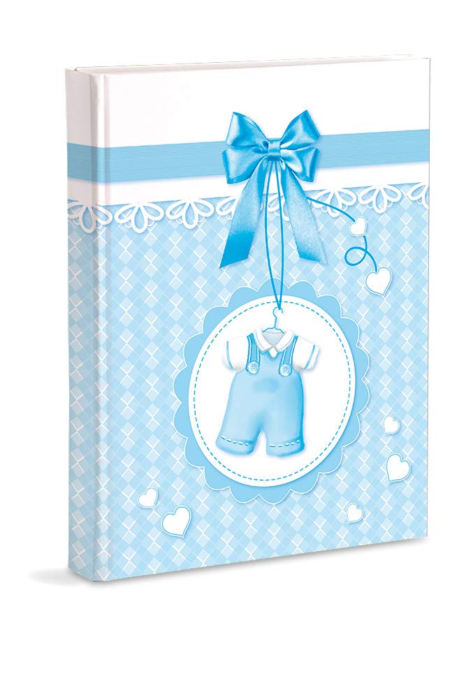 Mareli Photo Album, Sky Blue, Baby Birth with Journal, 23 x 30 cm, 56 White Pg and 4 Pg Customisable Journal, Thick and Durable Cardboard Pages Intervalled with Parchment