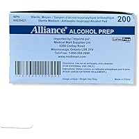 Alliance Alcohol Prep Pads 2-Ply 70% Alcohol Swabs Sterile Cleaning Wipes Individually Wrapped (4000)