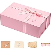LIFELUM Pink Gift Box 13.85'' x 8.35'' x 4.45'' Gift for Valentines Large Gifts Boxes for Presents Birthday Magnetic Box for Gifts with Luxury Filler,Card, Ribbon,Sticker 1 Pack
