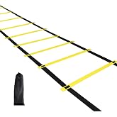 12 Rungs Agility Ladder Set, Training Ladder with Steel Stakes and Carry Bag for Soccer, Speed Fitness Feet Training