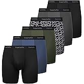 Expertoftio Athletic Men's Underwear Boxer Briefs 6" Moisture Wicking Underwear for Men Pack, Anting Chafing, Fly