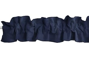 Zen Creative Designs Faux Dupioni Silk Sleeve Topper Window Valance Top Bottom Ruffle Home Décor Bedroom Nursery Kitchen Window (120" Wide x 9" Tall, Navy)