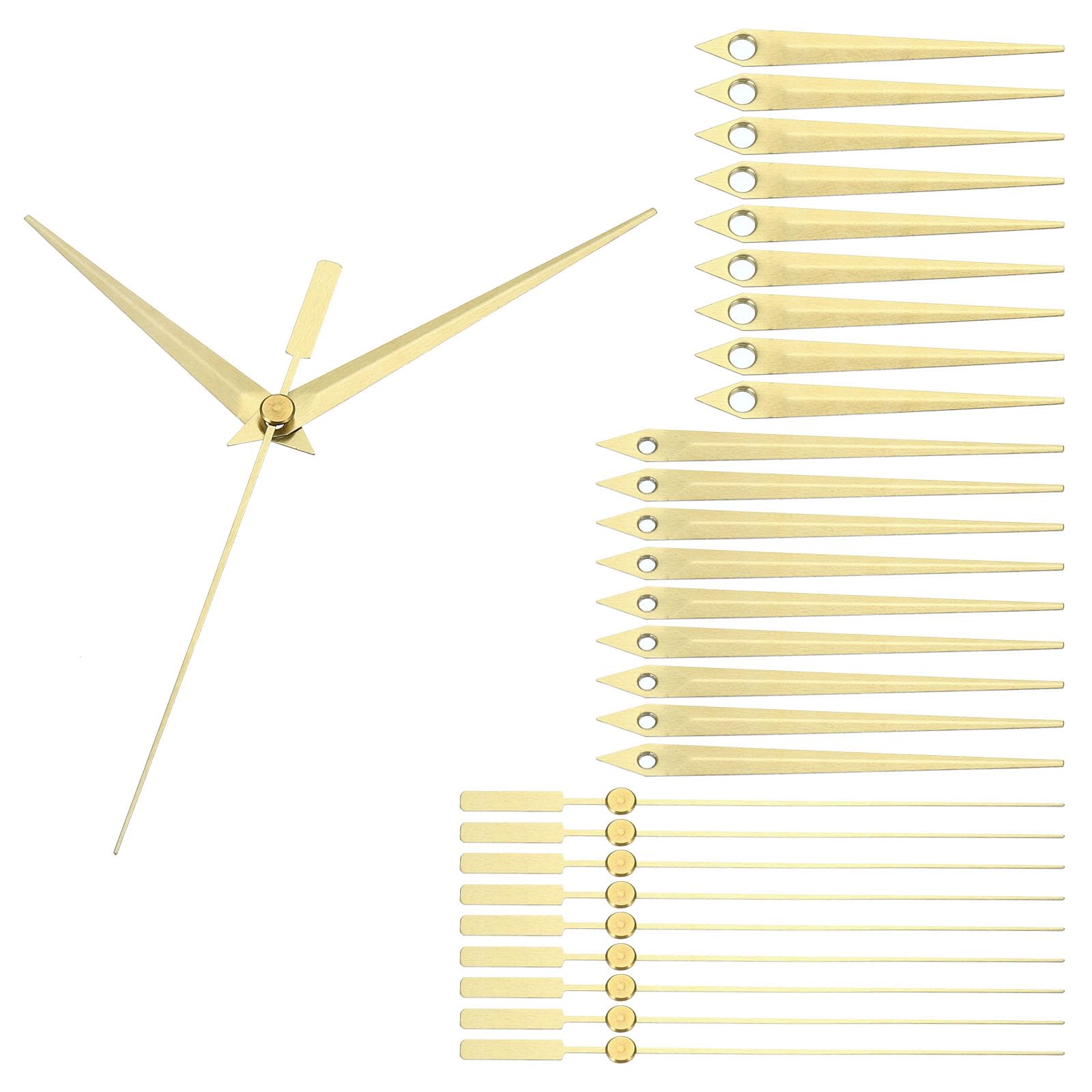 PATIKIL Clock Hands Replacement Kit - 10 Set Aluminum Wall Clock Mechanism Movement Parts for DIY Repair, Gold, A02