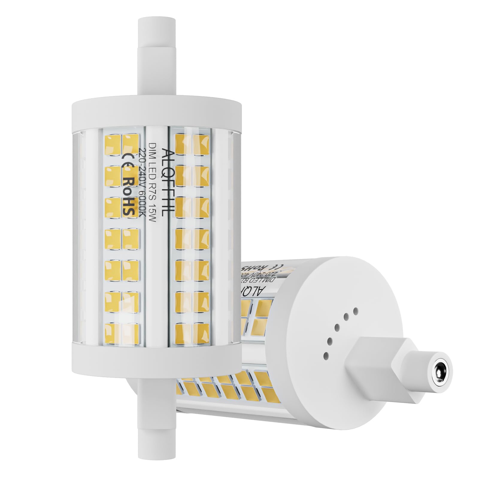 R7S LED Bulb 78mm 15W, Double Ended J Type Flood Lights (150W Halogen Bulb Equivalent), 6000K 2000 Lumen, Ceiling Wall Security Floor Standing Dimmable Lamp for Household/Work, Pack of 2(Cool White)