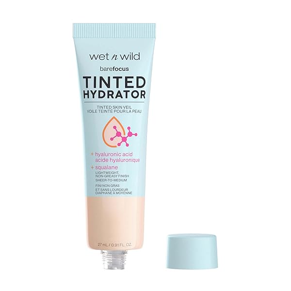 WET N WILD BARE FOCUS TINTED HYDRATOR TINTED SKIN VEIL, LIGHTWEIGHT BUILDABLE COVERAGE WITH HYALURONIC ACID & VEGAN SQUALANE, SHEER-TO-MEDIUM COVERAGE, SEMI-MATTE FINISH, CRUELTY-FREE – LIGHT MEDIUM