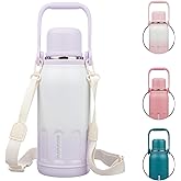 BJPKPK Insulated Water Bottle 40oz Stainless Steel Water Bottles with Handle and Lid Dishwasher Safe Metal Thermal Flask for Sports,Purple Pearl