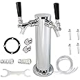 Draft Beer Tower Faucet Dispenser - LUCKEG Brand Double Beer Tap, Stainless Steel 3" Diameter Beer Tower, Beer Line and Beer 